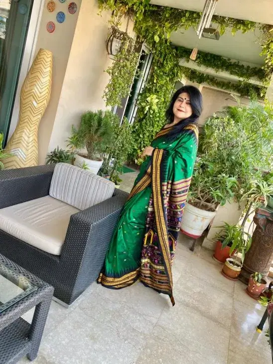 Navratri in Green Saree