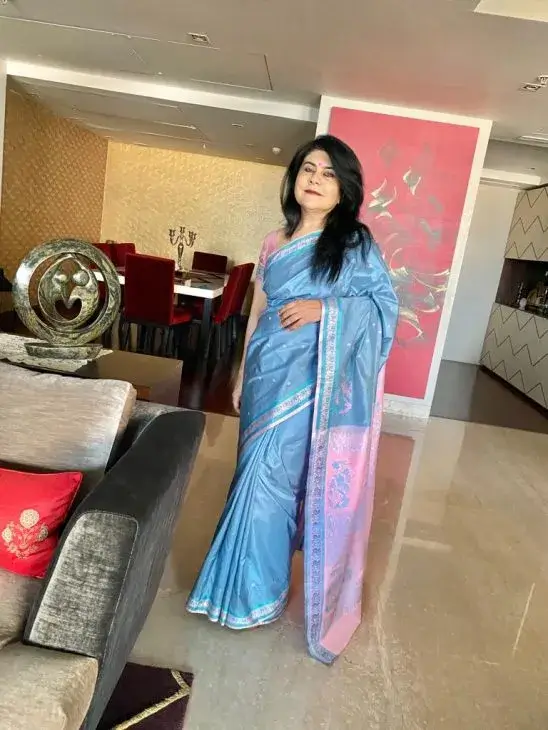 Navratri in Grey Saree