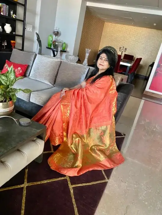 Navratri in Orange Saree